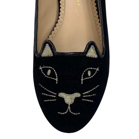 Charlotte Olympia Velvet Kitty Slip-On Ballet Flat - Picture 4 of 16